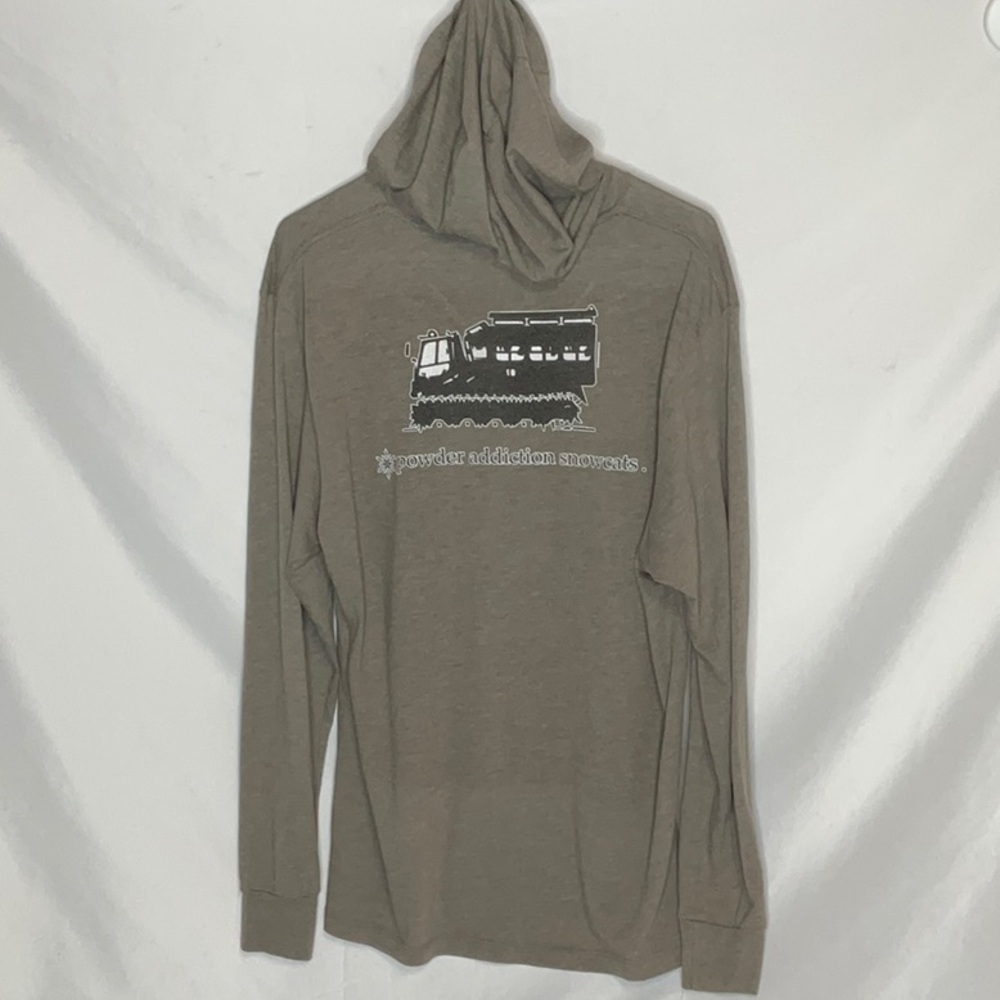 Next Level Apparel Taupe & Black Light Hoodie Logo Powder Addiction Snowcats